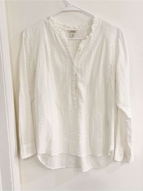 point sur Tops - Point Sur White Textured Classic Cottagecore Lightweight Cotton Top Sz 4